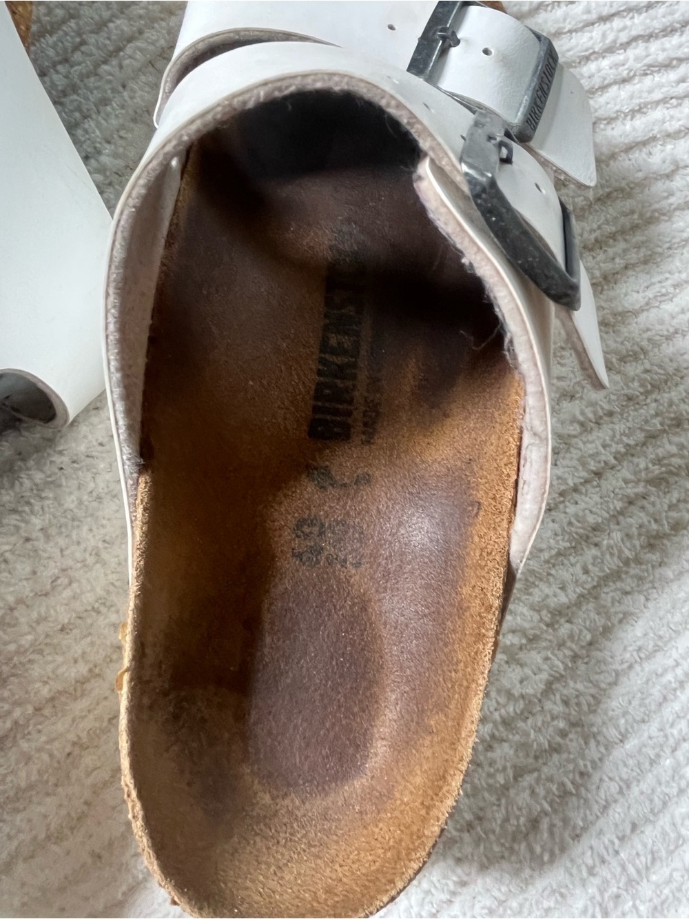 Women’s White Birkenstock's Double-Buckle Slide Sandals - Picture 5 of 5